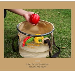 30L Outdoor folding bucket camping self-driving portable barbecue dishwashing bucket telescopic fishing bucket - Outdoor folding bucket-Khaki