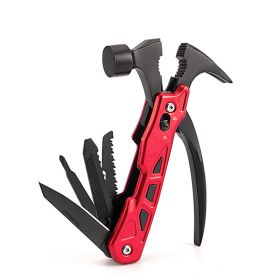 Multi-function Hammer Camping Gear Multitool Portable Outdoor Survival Gear Emergency Life-saving Hammer Escape Tool - Red