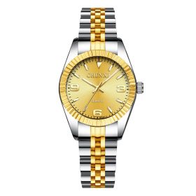 Women's Fashion Casual Quartz Watch Women's Business Stainless steel strap Calendar Watch - silver Gold