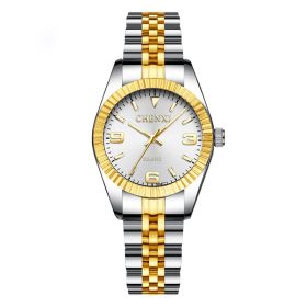 Women's Fashion Casual Quartz Watch Women's Business Stainless steel strap Calendar Watch - white Gold