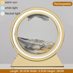 3D Hourglass LED Lamp 360¬∞ Moving Sand Art Table Lamp Sandscapes Quicksand Night Light Living Room Accessories Home Decor Gifts - Gold--Grey 29CM - C