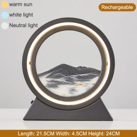 3D Hourglass LED Lamp 360¬∞ Moving Sand Art Table Lamp Sandscapes Quicksand Night Light Living Room Accessories Home Decor Gifts - Black-Grey 24CM - C