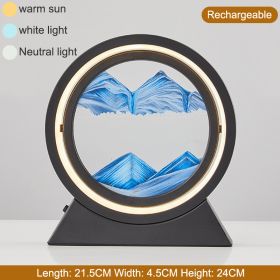 3D Hourglass LED Lamp 360¬∞ Moving Sand Art Table Lamp Sandscapes Quicksand Night Light Living Room Accessories Home Decor Gifts - Black-Blue 24CM - C