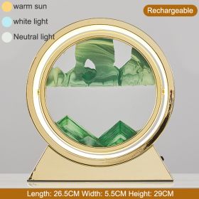 3D Hourglass LED Lamp 360¬∞ Moving Sand Art Table Lamp Sandscapes Quicksand Night Light Living Room Accessories Home Decor Gifts - Gold-Green 29CM - C