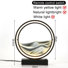 3D Moving Sand Art Table Lamp LED Craft Quicksand USB Cable Control Natural Landscape Flowing Sand Night Light Home Decor Gifts - Black White Sand EU