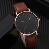 1pc Hot Selling Men's Leather Circular Pointer Watch Business Leisure Quartz Watches - Coffee