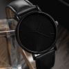 1pc Hot Selling Men's Leather Circular Pointer Watch Business Leisure Quartz Watches - Black