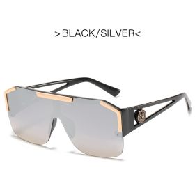 New Luxury Oversized Men Sunglasses Brand Designer Sun Glasses For Women Fashion Gradient Square Shades - Black Sliver - AS Picture