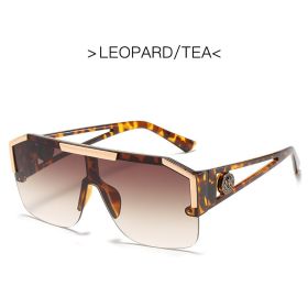 New Luxury Oversized Men Sunglasses Brand Designer Sun Glasses For Women Fashion Gradient Square Shades - Leopard Tea - AS Picture