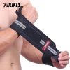 AOLIKES 1 PCS Wristband Wrist Support Weight Lifting Gym Training Wrist Support Brace Straps Wraps Crossfit Powerlifting - Black with Grey