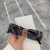 Vintage Fashion 2021 New Sunglasses Rimless Frameless Rectangle Shades Gradient UV400 Summer Traveling Sun Glasses for Women - blue - As Picture