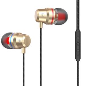 3.5mm Wired Headphones for Android Ios Xiaomi Portable Stereo Music in-Ear Sports Earphone with Mic Handsfree Call Phone - Golden