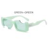 Hip-hop Square Sunglasses Women Men Off Notch Hole Design White Sun Glasses Blue Ladies Vintage Shados Eyewear UV Protection - green - As picture