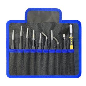 10pcs/set Anti-static ESD Stainless Steel Tweezers Maintenance Tools Industrial Precision Curved Straight Tweezers Repair Tools - 10pcs with bag