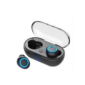 Y50 Bluetooth Earphone Outdoor Sports Wireless Headset 5.0 With Charging Bin Power Display Touch Control Headphone Earbuds - Black Blue