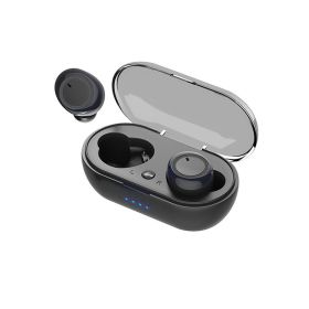 Y50 Bluetooth Earphone Outdoor Sports Wireless Headset 5.0 With Charging Bin Power Display Touch Control Headphone Earbuds - Black