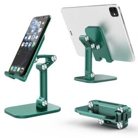 Three Sections Foldable Desk Mobile Phone Holder For iPhone iPad Tablet Flexible Table Desktop Adjustable Cell Smartphone Stand - green