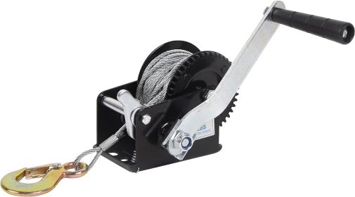 Hand Winch Boat Trailer Winch Heavy Duty Hook Steel Cable, Ratchet Manual Operated Winch for Trailers ATV UTV Boat Marine - 800lbs