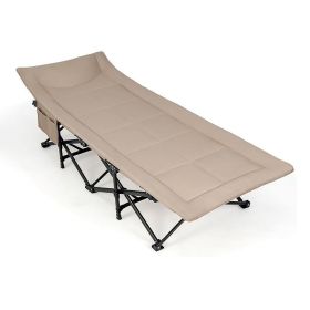 Outdoor Car Traveling Folding Camping Cot for Adults - khaki - Camping Cot