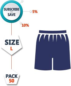 Disposable Exam Shorts Pack of 10 Adult SMS 35 GSM Shorts Large Dark Blue Poly Boxers with 1" Wide Elastic Waist Non-sterile Breathable Unisex Briefs