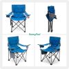 Oversized Folding Camping Chair, Heavy Duty Supports 300 LBS, Portable Chairs For Outdoor Lawn Beach Camp Picnic - blue