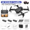 E88 Pro WIFI FPV Drone With Wide Angle HD 4K Camera Height Hold RC Foldable Quadcopter Drone Gift Toy - DualCamera 4K Black - 3 battery