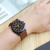 Men's Nylon Strap Quartz Watch Fashion Casual Round Hand Date Men's Watches - Coffee