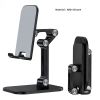 Three Sections Foldable Desk Mobile Phone Holder For iPhone iPad Tablet Flexible Table Desktop Adjustable Cell Smartphone Stand - white