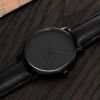 1pc Hot Selling Men's Leather Circular Pointer Watch Business Leisure Quartz Watches - Black