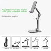 Three Sections Foldable Desk Mobile Phone Holder For iPhone iPad Tablet Flexible Table Desktop Adjustable Cell Smartphone Stand - white