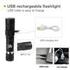 Ultra Bright LED Flashlight With T6 LED lamp beads Waterproof Torch Zoomable 4 lighting modes Multi-function USB charging - Package B-1200 mAh