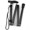 Walking Cane Aluminum Alloy Walking Stick Adjustable Folding Travel Hiking Stick   - Black