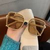 Fashion Square Sunglasses Woman Retro Vintage Gradient Sun Glasses Female Clear Lens Black White Designer Oculos De Sol UV400 - Brown - As Picture