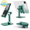 Three Sections Foldable Desk Mobile Phone Holder For iPhone iPad Tablet Flexible Table Desktop Adjustable Cell Smartphone Stand - white