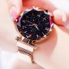 Women's Fashion Starry Sky Watches Magnet Buckle Mesh Belt Diamond Quartz Watch Women Dress Clock - Purple