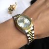 Women's Fashion Casual Quartz Watch Women's Business Stainless steel strap Calendar Watch - Gold white