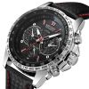 Men's Watch Men Waterproof Luminous Quartz Watch leather Strap Calendar Watch - Black