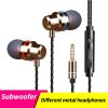 3.5mm Wired Headphones for Android Ios Xiaomi Portable Stereo Music in-Ear Sports Earphone with Mic Handsfree Call Phone - Golden