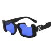 Hip-hop Square Sunglasses Women Men Off Notch Hole Design White Sun Glasses Blue Ladies Vintage Shados Eyewear UV Protection - blue - As picture