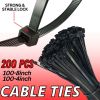 200PCS Cable Ties Zip Nylon Black Nylon Wire Wrap Tie UV Weather Resistant - Black - Nylon