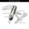 7 In 1 Multifunctional Outdoor Tableware Stainless Steel Foldable Fork Spoon Knife Picnic Camping Hiking Travelling Dinnerware - GREEN - SPAIN