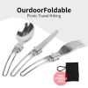 1pcs Camping Fork Spoon Outdoor Tableware Foldable Ultralight Stainless Steel Set Of Dishes For Camping Outdoor Cooking - Light Gray - SPAIN