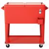 Outdoor Portable Rolling Party Cooler Cart Patio Mobile Ice Chests Beverage Icebox Beer Cola Cooler Trolley - red