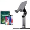 Three Sections Foldable Desk Mobile Phone Holder For iPhone iPad Tablet Flexible Table Desktop Adjustable Cell Smartphone Stand - white