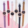 2022 Women's Watches Set Starry sky Ladies Bracelet Watch Casual Leather Sports Quartz Clock(No Box) - Black