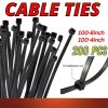 200PCS Cable Ties Zip Nylon Black Nylon Wire Wrap Tie UV Weather Resistant - Black - Nylon