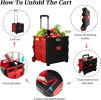 Large Folding Rolling Utility Shopping Cart, Black & Red - KM2449