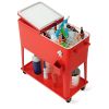 Outdoor Portable Rolling Party Cooler Cart Patio Mobile Ice Chests Beverage Icebox Beer Cola Cooler Trolley - red