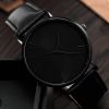 1pc Hot Selling Men's Leather Circular Pointer Watch Business Leisure Quartz Watches - Coffee