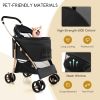 Foldable 3-In-1 Pet Stroller with Removable Seat Carrier - black - pets supplies